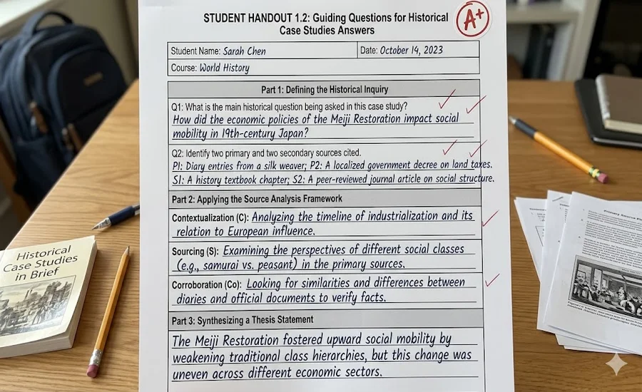 Student Handout 1.2 Guiding Questions for Historical Case Studies Answers